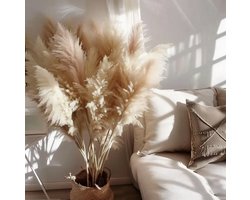 Decoratief pampasgras – 10 stelen kunstpluimen voor boho, landelijke en moderne woondecoratie (±110 cm)
