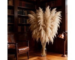Decoratief pampasgras – 26 stelen kunstpluimen voor boho, landelijke en moderne woondecoratie (±105 cm)