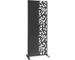 Decoratief Paneel - Bloemenprint Metaal - Tuin Decoratie - Weerbestendig Onderhoudsvrij - 150x50cm - Grijs