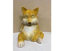 Decoratief polyresin slapend dier - vos - hoogte 20x19x17 cm - Voor binnen & buiten - Woonaccessoires - Woondecoratie - Decoratieve beelden
