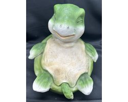 Decoratief polyresin "slapende schildpad" beeld - groen - hoogte 20 x 19 x 17 cm - Voor binnen & buiten - Met spaarpot functie - Woonaccessoires - Woondecoratie - Decoratieve beelden