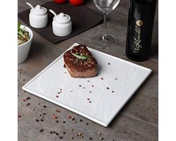 Decoratief Porseleinen Bord met Leisteen Look - 30x30 cm - Wanddecoratie of Serveerplaat