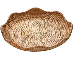 Decoratief rond rotan dienblad voor tafel of aanrecht - ideale schaal voor opbergoplossingen, 9,84 x 1,57