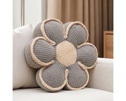 Decoratief Rond Vloerkussen met Grijze Bloemenprint – Zacht Zitkussen 40 cm voor Bank of Bed