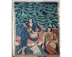 Decoratief tapestry wandkleed met artistieke print van twee vrouwen