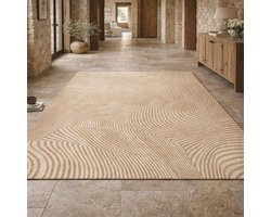 Decoratief Tapijt - Vloerkleed Modern - Woonkamer Inrichten - Wasbaar Antislip - 150 x 200 cm - Beige