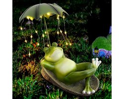 Decoratief Tuinbeeld Kikker op Zonne-energie – Weerbestendig Buitenornament voor Terras en Gazon