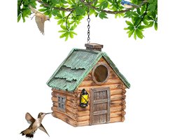Decoratief vogelhuis voor buiten - harsachtig vogelhuisje om op te hangen - hummingbird mezenkast met nesthulp - tuin balkon terras - MeyRolizn vogelhuisje met camera
