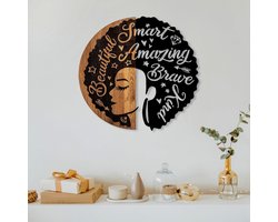 Decoratief wandaccessoire - uniek ontwerp - 1 stuk - hout en metaal - 56 x 59 cm