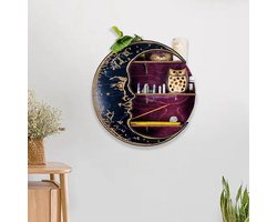 Decoratief wandrek - Maanplank - Decoratie opbergen - Houten materiaal - 25 cm - Paars