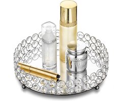 Decoratief Zilveren Dienblad voor Kaptafel - Multifunctioneel Snuisterijdienblad voor Parfum, Sieraden en Kaarsen