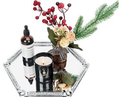 Decoratief zilveren spiegeldienblad voor make-uptafel - decoratie en sieradenschaal - cosmetica organizer voor badkamer en slaapkamer - commode spiegellade