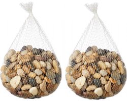 Decoratie/hobby steentjes - rivier stenen/kiezelstenen - klein - 2x kilo - in netje - kleurenmix
