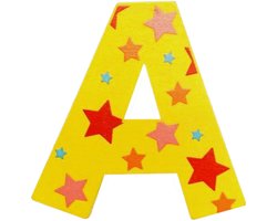 Decoratieletter - A - Hout - 7cm - Geel