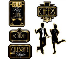 Decoraties Charleston Great Twenties 12 stuks - Jaren 20 decoraties - Themafeestversiering - Charleston decoraties