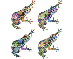 Decoraties voor thuis en tuin met kikker thema - Buitenmuur decoratie met kikkers - Sfeervolle tuinaccessoires met kikker ornamenten - Hekdecoraties voor buiten - Set van 2