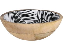 Decoratieschaal Mangohout - Fruitschaal Potpourri Kom - Woonkamer Decoratie - Handgemaakt in India - 20 cm Diameter - Bruin Zwart Wit