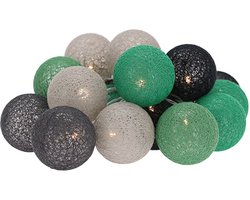 Decoratieslinger verlicht - 20 LED Lampionnen van Katoen - met Timer - Groen