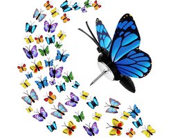 Decoratieve 3D Vlinderspeldjes Set - Kleurige Decoratie voor Kurkbord, Muur en Kantoor, Foto- en Kaartbevestiging