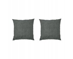 Decoratieve Antraciet Kussenhoes 50x50 cm - Set van 2