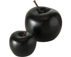 Decoratieve appel zwart set van 2. Boltze Milani