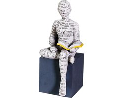 Decoratieve Beeld van Lezende Vrouw voor Plank - Handgeschilderd Sculptuur voor Boekenliefhebbers, Unieke Desk Decoratie en Cadeau Idee