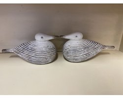 Decoratieve beeldjes "vogels" Set van 2 stuks - wit - Hoogte 10x21x8 cm - polyresin - Decoratieve beeldjes - Woonaccessoires