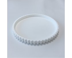 Decoratieve betonnen dienblad- en boekenset – een waaiervormig dienblad en een linnen doos – stijlvolle woondecoratie, geschikt voor de woonkamer of eetkamer, en tevens een ideaal cadeau voor een housewarming