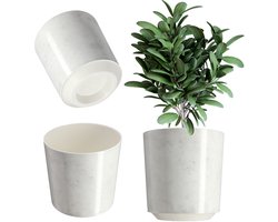 Decoratieve Bloempot - Plantenpot van Kunststof met 5 Patronen en UV-Bestendigheid (Diameter 25,5 cm, Marmer, Wit)