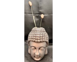 Decoratieve Boeddha - zilver - hoogte 13 cm x 10 x 7 cm - polyresin - Woonaccessoires - Decoratieve beelden