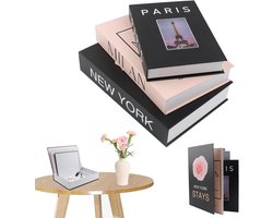 Decoratieve Boeken Set van 3 - Opbergdozen voor Thuisdecoratie, Nesting Boeken en Stacking Boek Covers voor Woonkamer en Kantoor