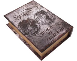 Decoratieve Boekendoos - Nepboek Opbergdoos - Spullen Opbergen - Vintage Globe Design - 30 x 22 x 7.5 cm - Multicolor