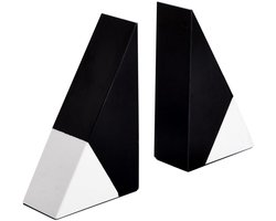 Decoratieve Boekensteunen - 2 Stuks - Zwart-Wit Marmer - Voor Zware Boeken