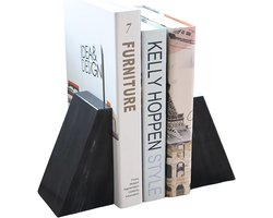 Decoratieve Boekensteunen - Boekenhouders - Boeken Organiseren - Natuurlijk Zwart Marmer - 3 x 5 Inch - Zwart