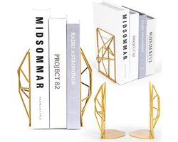 Decoratieve - Boekensteunen - Boekenstandaard - Boekensteun - Boekenhouder - geometrische metalen boekensteunen - Elegante, antislip, lichtgewicht - bureau-boekenstandaard - voor kantoor, thuis, kamerdecoratie - Set van 2 stuks - gouden
