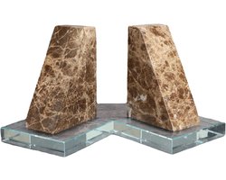 Decoratieve Boekensteunen - Unieke Boekensteunen - Boeken Organiseren - Marmer en Kristal - 20x10x15cm - Beige
