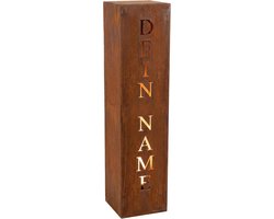 Decoratieve Cortenstaal Zuil - Gepersonaliseerde Roestkolom - Tuin Entree Decoratie - Individueel Gelaserde Tekst - 100 cm Hoog - Natuurlijk Roest