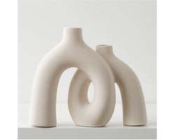 Decoratieve crèmewitte keramische vazen - Boho-stijl - set van 2