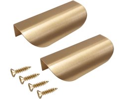 Decoratieve Deurgrepen in Bladvorm voor Kast en Lade - Messing Gouden Handgrepen met Schroeven voor Keuken en Badkamer (117mm)