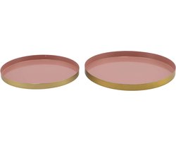Decoratieve dienblad - Roze/Goud - Tweedelige set ø26 & ø22 - Groot - Kandelaar Store
