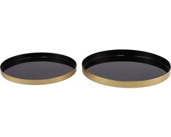 Decoratieve dienblad - Zwart/Goud - Tweedelige set ø26 & ø22 - Groot - Kandelaar Store