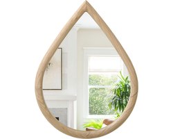 Decoratieve Druppelvormige Wandspiegel met Houten Frame voor Woonkamer en Slaapkamer