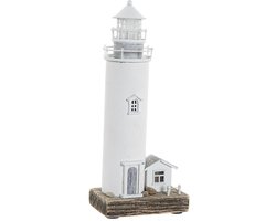 Decoratieve figuren DKD Home Decor Wit Koplamp LED Paulownia hout Huis (30 x 13 x 8 cm)