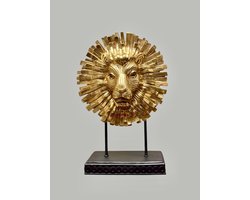Decoratieve figuren Leeuw Zwart Gouden Polyresin (28 x 38,5 x 11,5 cm)