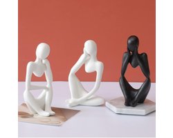 Decoratieve figuren voor drie mensen, decoratie voor woonkamer, Home Store decoratie, moderne abstracte kunstsculpturen, decoratie, kantoordecoraties, polyresin, cadeau (wit)