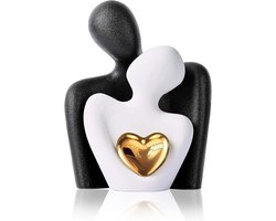 Decoratieve Figuren - Woondecoratie Beeldjes - Stijlvolle Woonkamer - Abstract Porselein Design - 17.5x9.5x11.5CM - Wit Zwart