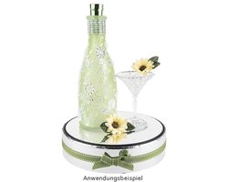 Decoratieve fles - Vintage vaas voor droogbloemen - 1 stuk - Doorschijnend groen - Glas - 6 cm Ø, 18 cm hoog