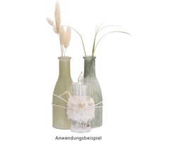 Decoratieve fles - vintage vaas voor gedroogde bloemen - 1 stuk - mat groen - glas - 6 cm Ø, 18 cm hoog