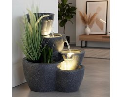 Decoratieve Fontein Binnen en Buiten met Warmwitte LED Verlichting en Plantenbak