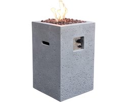 Decoratieve Gashaard Vuurtafel in Vezelbeton - Grijze Buitenhaard - Inbegrepen Accessoires